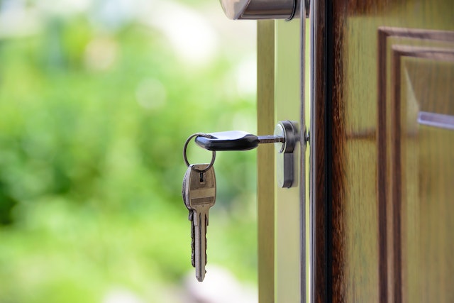 A key in an open door