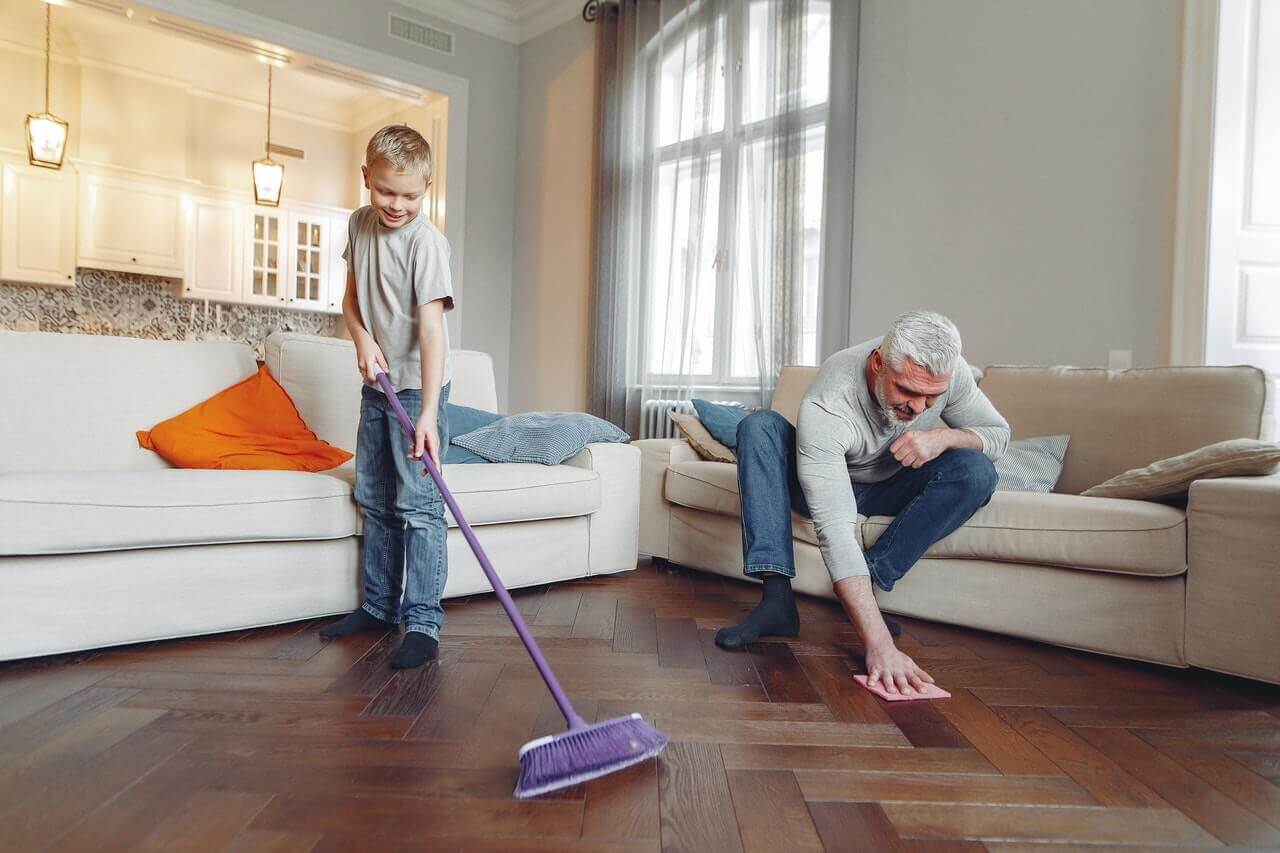 cleaning floor in property