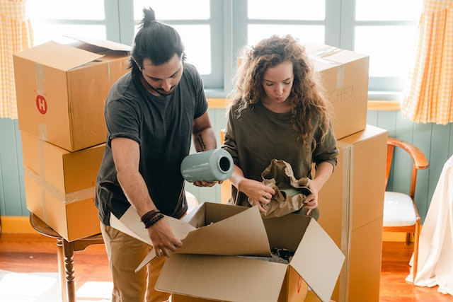 A couple of tenants packing up their stuff.